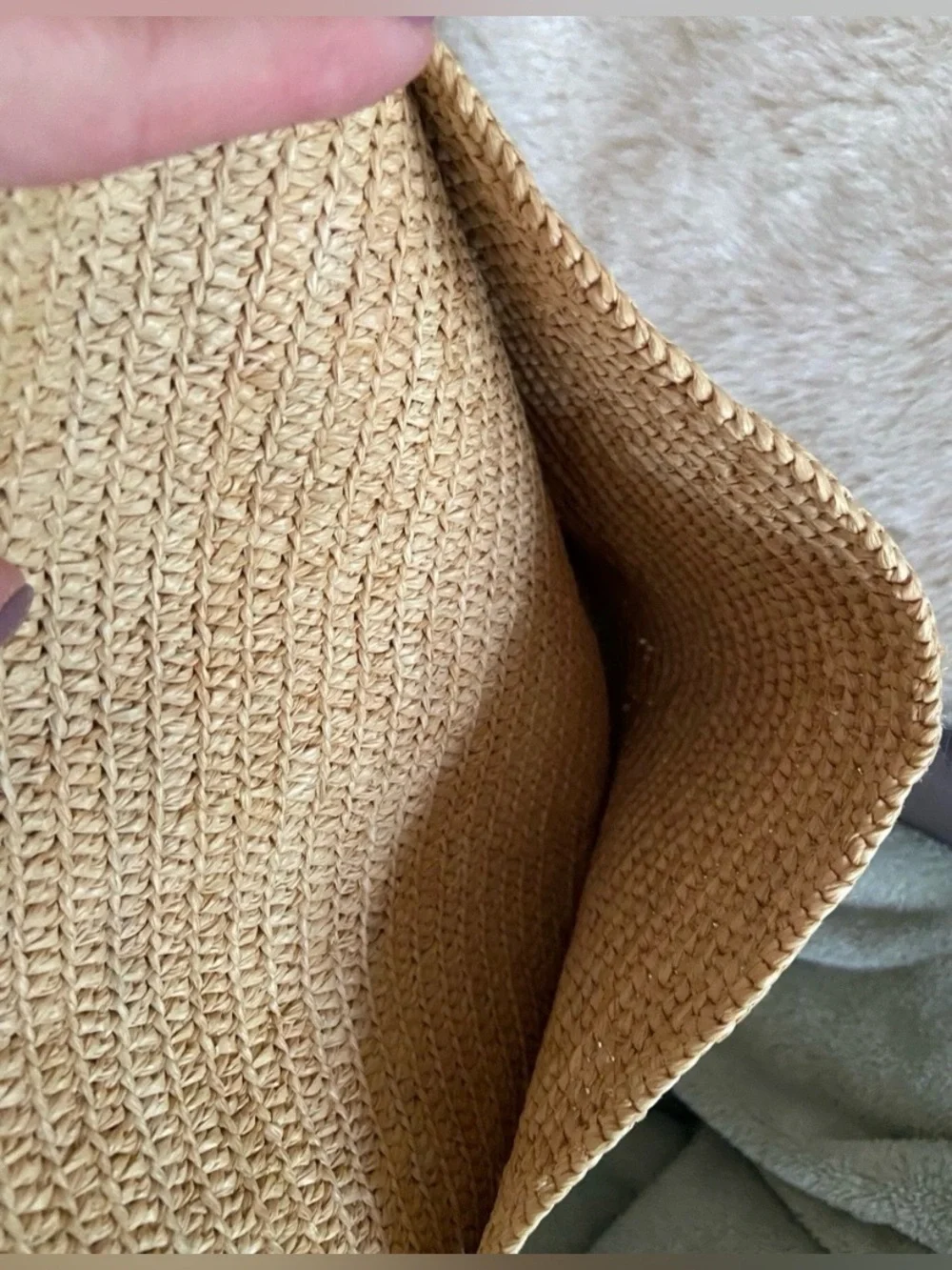 Sézane Natural Woven Straw Tote with Brown Leather Handles